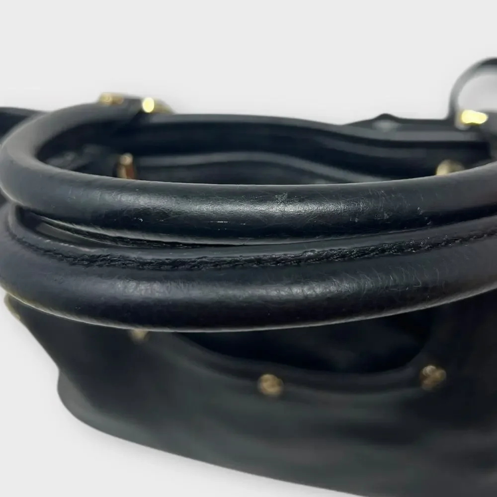 Tory Burch Amanda Mini Satchel Bag Black Pebbled Leather Crossbody